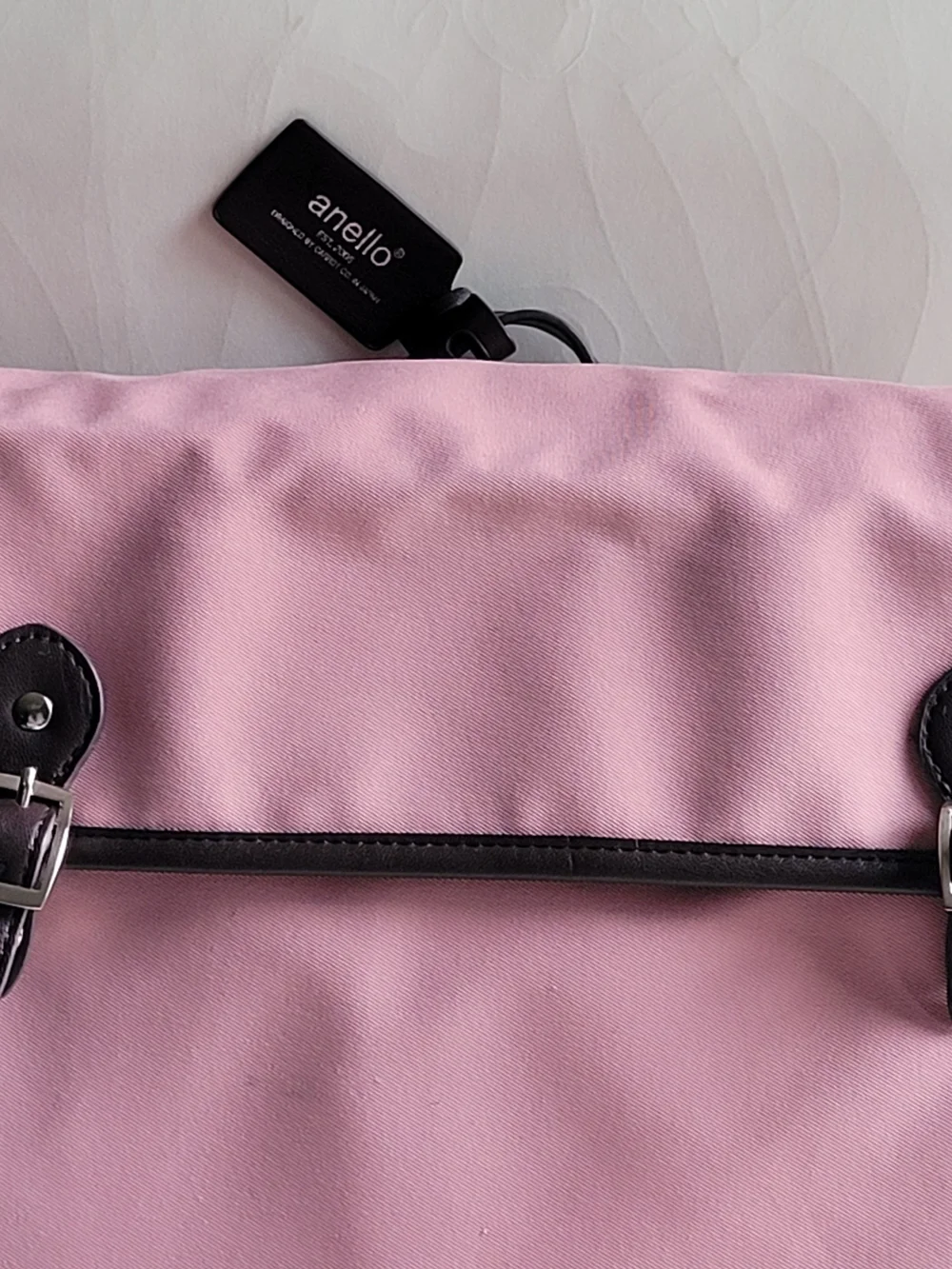 Anello Pink Canvas Backpack with Dark Brown Trim